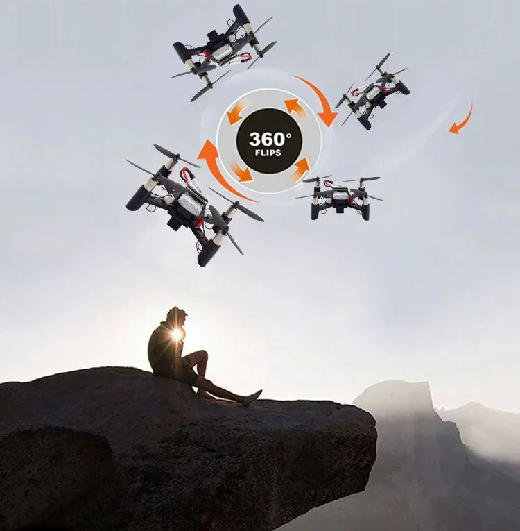 Mini STEM quadcopter illustration demonstrating a 360-degree flip
